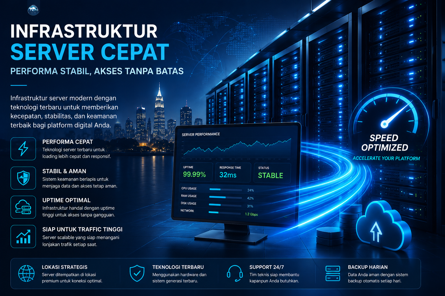 Infrastruktur Server Cepat Membantu Meningkatkan Stabilitas Platform Digital